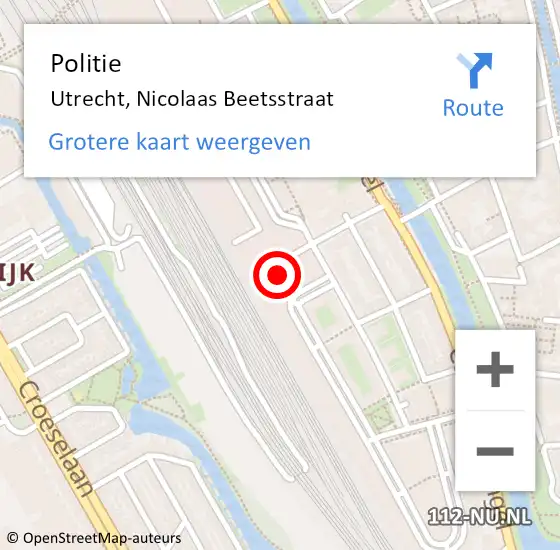 Locatie op kaart van de 112 melding: Politie Utrecht, Nicolaas Beetsstraat op 27 april 2023 19:23