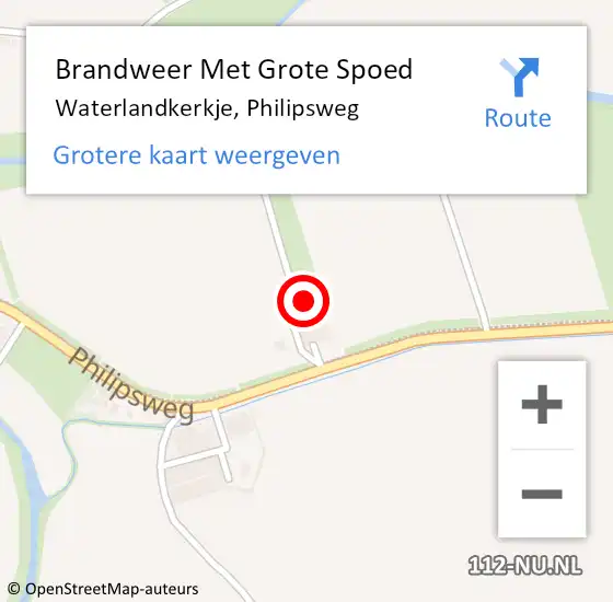 Locatie op kaart van de 112 melding: Brandweer Met Grote Spoed Naar Waterlandkerkje, Philipsweg op 27 april 2023 19:28