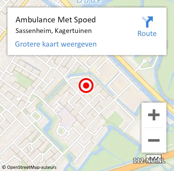 Locatie op kaart van de 112 melding: Ambulance Met Spoed Naar Sassenheim, Kagertuinen op 27 april 2023 20:06