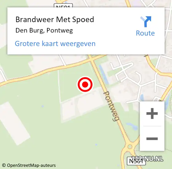 Locatie op kaart van de 112 melding: Brandweer Met Spoed Naar Den Burg, Pontweg op 27 april 2023 20:21