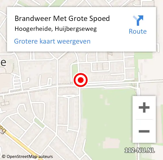 Locatie op kaart van de 112 melding: Brandweer Met Grote Spoed Naar Hoogerheide, Huijbergseweg op 27 april 2023 20:48