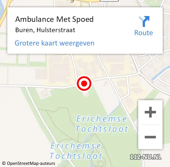 Locatie op kaart van de 112 melding: Ambulance Met Spoed Naar Buren, Hulsterstraat op 23 augustus 2014 16:24