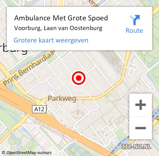 Locatie op kaart van de 112 melding: Ambulance Met Grote Spoed Naar Voorburg, Laan van Oostenburg op 27 april 2023 20:58