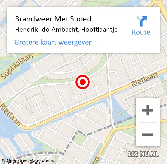 Locatie op kaart van de 112 melding: Brandweer Met Spoed Naar Hendrik-Ido-Ambacht, Hooftlaantje op 27 april 2023 21:13