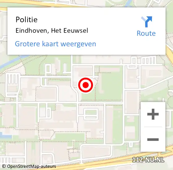 Locatie op kaart van de 112 melding: Politie Eindhoven, Het Eeuwsel op 27 april 2023 21:19