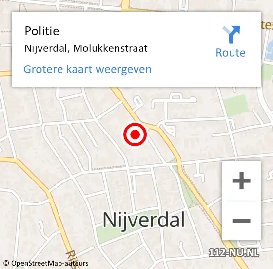 Locatie op kaart van de 112 melding: Politie Nijverdal, Molukkenstraat op 27 april 2023 21:23