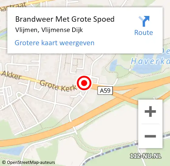 Locatie op kaart van de 112 melding: Brandweer Met Grote Spoed Naar Vlijmen, Vlijmense Dijk op 27 april 2023 21:47