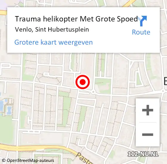 Locatie op kaart van de 112 melding: Trauma helikopter Met Grote Spoed Naar Venlo, Sint Hubertusplein op 27 april 2023 22:07