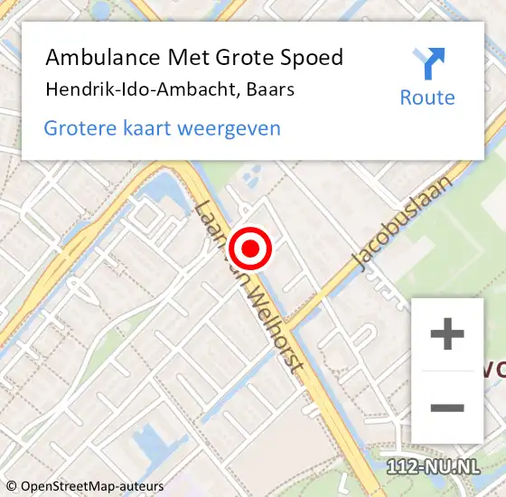 Locatie op kaart van de 112 melding: Ambulance Met Grote Spoed Naar Hendrik-Ido-Ambacht, Baars op 27 april 2023 22:15