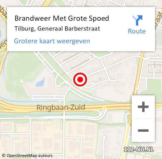 Locatie op kaart van de 112 melding: Brandweer Met Grote Spoed Naar Tilburg, Generaal Barberstraat op 27 april 2023 22:27