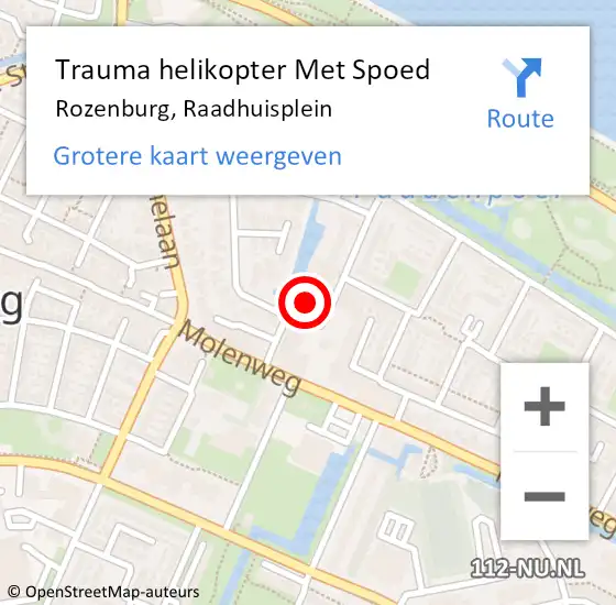 Locatie op kaart van de 112 melding: Trauma helikopter Met Spoed Naar Rozenburg, Raadhuisplein op 27 april 2023 22:30