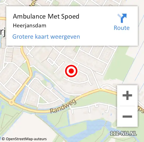 Locatie op kaart van de 112 melding: Ambulance Met Spoed Naar Heerjansdam op 27 april 2023 22:48