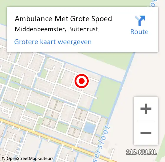 Locatie op kaart van de 112 melding: Ambulance Met Grote Spoed Naar Middenbeemster, Buitenrust op 27 april 2023 22:57