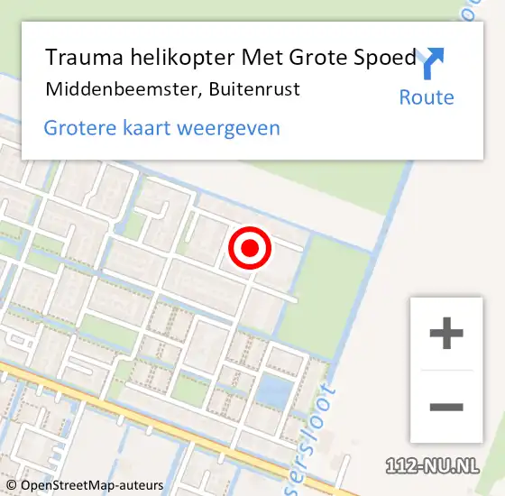 Locatie op kaart van de 112 melding: Trauma helikopter Met Grote Spoed Naar Middenbeemster, Buitenrust op 27 april 2023 22:57