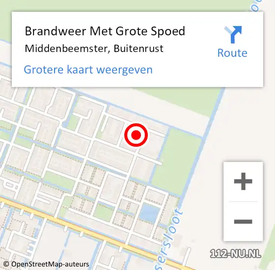 Locatie op kaart van de 112 melding: Brandweer Met Grote Spoed Naar Middenbeemster, Buitenrust op 27 april 2023 23:08