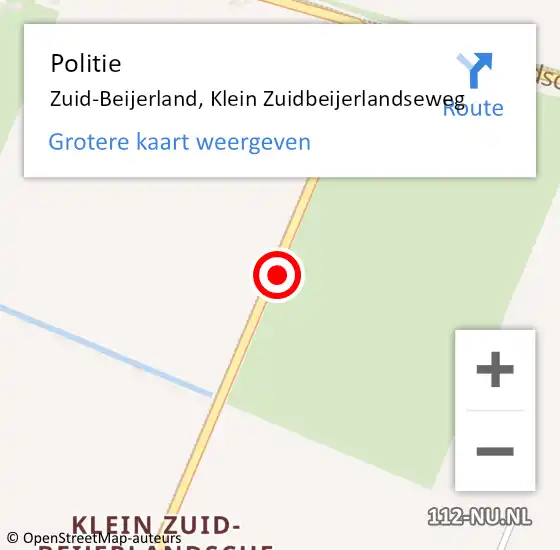 Locatie op kaart van de 112 melding: Politie Zuid-Beijerland, Klein Zuidbeijerlandseweg op 27 april 2023 23:12