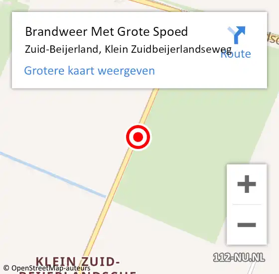 Locatie op kaart van de 112 melding: Brandweer Met Grote Spoed Naar Zuid-Beijerland, Klein Zuidbeijerlandseweg op 27 april 2023 23:13