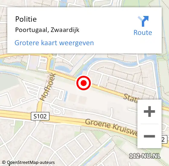 Locatie op kaart van de 112 melding: Politie Poortugaal, Zwaardijk op 23 augustus 2014 16:41