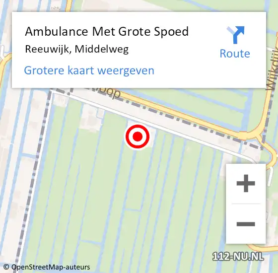 Locatie op kaart van de 112 melding: Ambulance Met Grote Spoed Naar Reeuwijk, Middelweg op 27 april 2023 23:37