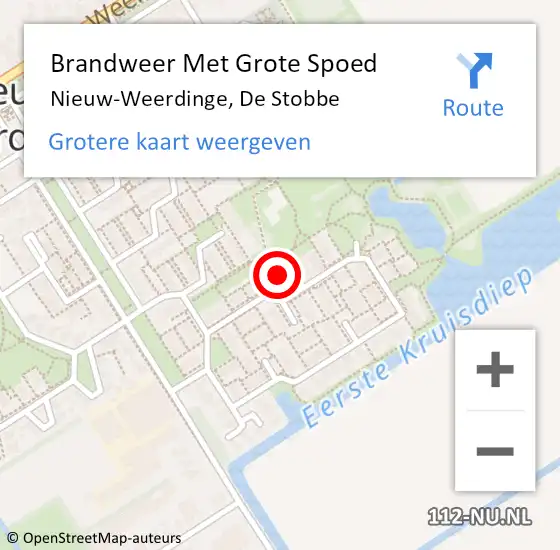 Locatie op kaart van de 112 melding: Brandweer Met Grote Spoed Naar Nieuw-Weerdinge, De Stobbe op 27 april 2023 23:38