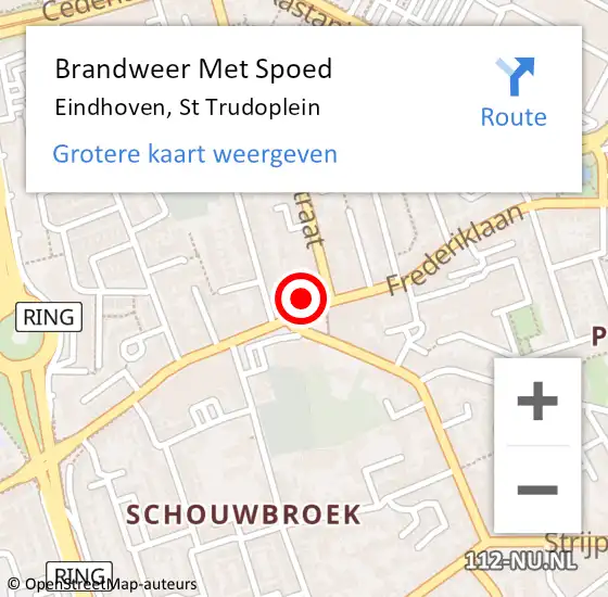 Locatie op kaart van de 112 melding: Brandweer Met Spoed Naar Eindhoven, St Trudoplein op 28 april 2023 00:02