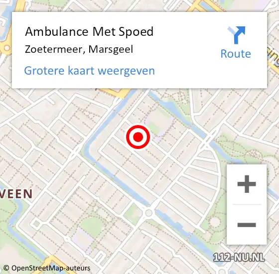 Locatie op kaart van de 112 melding: Ambulance Met Spoed Naar Zoetermeer, Marsgeel op 28 april 2023 00:09