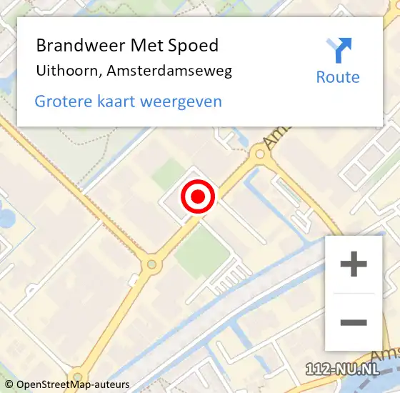 Locatie op kaart van de 112 melding: Brandweer Met Spoed Naar Uithoorn, Amsterdamseweg op 28 april 2023 00:37