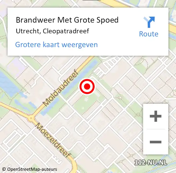 Locatie op kaart van de 112 melding: Brandweer Met Grote Spoed Naar Utrecht, Cleopatradreef op 28 april 2023 00:43