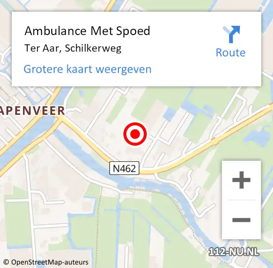 Locatie op kaart van de 112 melding: Ambulance Met Spoed Naar Ter Aar, Schilkerweg op 28 april 2023 01:08