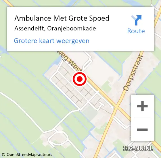 Locatie op kaart van de 112 melding: Ambulance Met Grote Spoed Naar Assendelft, Oranjeboomkade op 28 april 2023 01:18