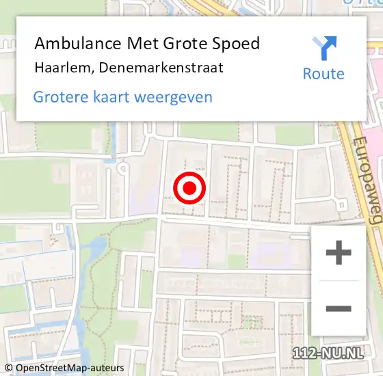 Locatie op kaart van de 112 melding: Ambulance Met Grote Spoed Naar Haarlem, Denemarkenstraat op 28 april 2023 01:37