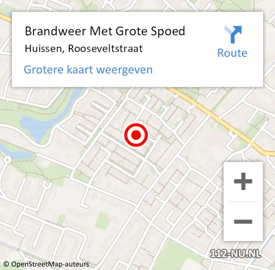 Locatie op kaart van de 112 melding: Brandweer Met Grote Spoed Naar Huissen, Rooseveltstraat op 28 april 2023 01:39