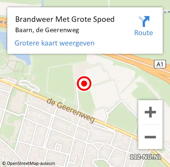 Locatie op kaart van de 112 melding: Brandweer Met Grote Spoed Naar Baarn, de Geerenweg op 28 april 2023 01:40