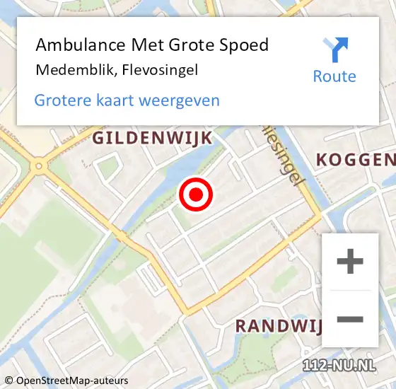 Locatie op kaart van de 112 melding: Ambulance Met Grote Spoed Naar Medemblik, Flevosingel op 28 april 2023 01:43