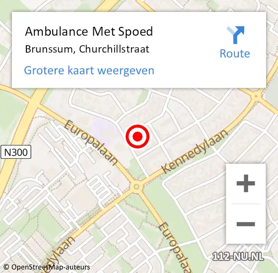 Locatie op kaart van de 112 melding: Ambulance Met Spoed Naar Brunssum, Churchillstraat op 23 augustus 2014 16:49