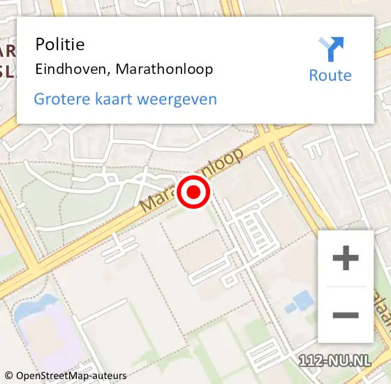 Locatie op kaart van de 112 melding: Politie Eindhoven, Marathonloop op 28 april 2023 02:46