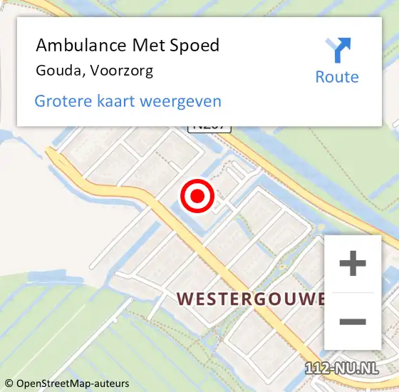 Locatie op kaart van de 112 melding: Ambulance Met Spoed Naar Gouda, Voorzorg op 28 april 2023 02:56