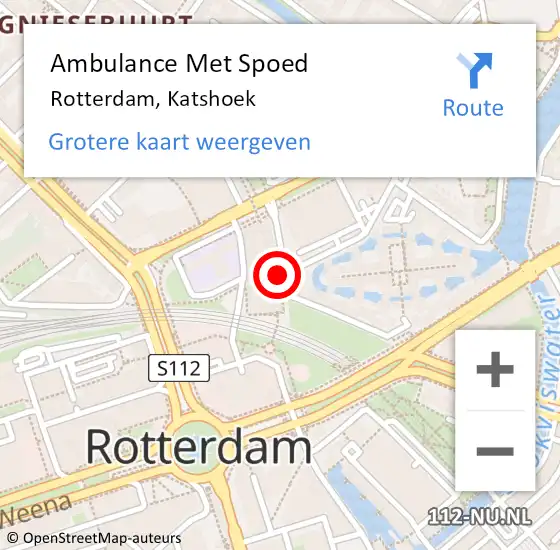Locatie op kaart van de 112 melding: Ambulance Met Spoed Naar Rotterdam, Katshoek op 28 april 2023 05:52