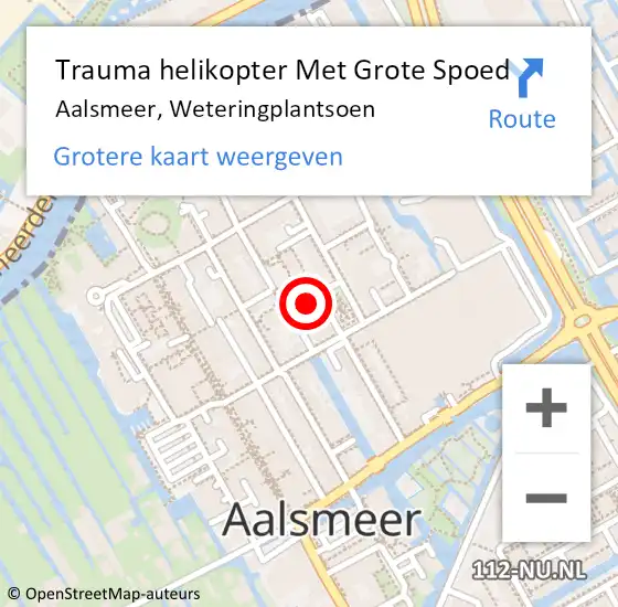 Locatie op kaart van de 112 melding: Trauma helikopter Met Grote Spoed Naar Aalsmeer, Weteringplantsoen op 28 april 2023 07:22