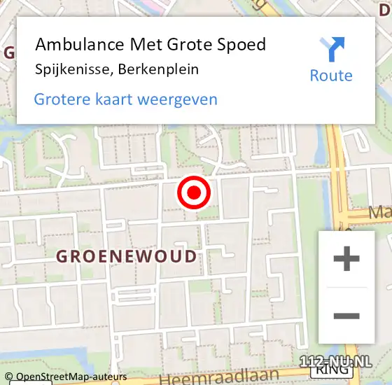 Locatie op kaart van de 112 melding: Ambulance Met Grote Spoed Naar Spijkenisse, Berkenplein op 28 april 2023 07:41