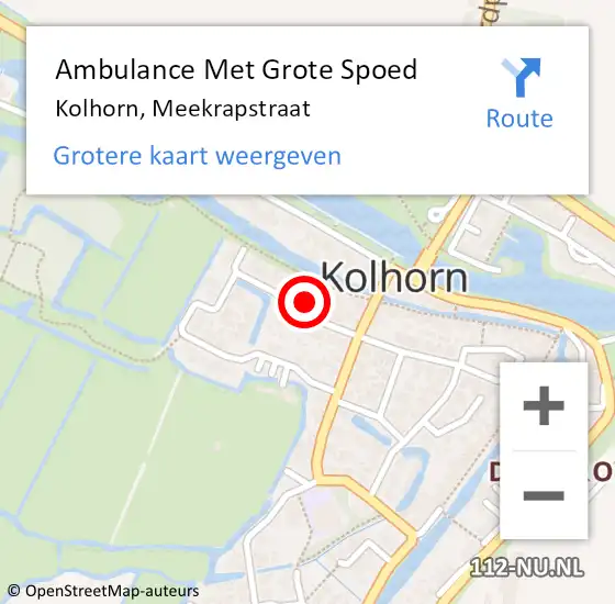 Locatie op kaart van de 112 melding: Ambulance Met Grote Spoed Naar Kolhorn, Meekrapstraat op 28 april 2023 08:07