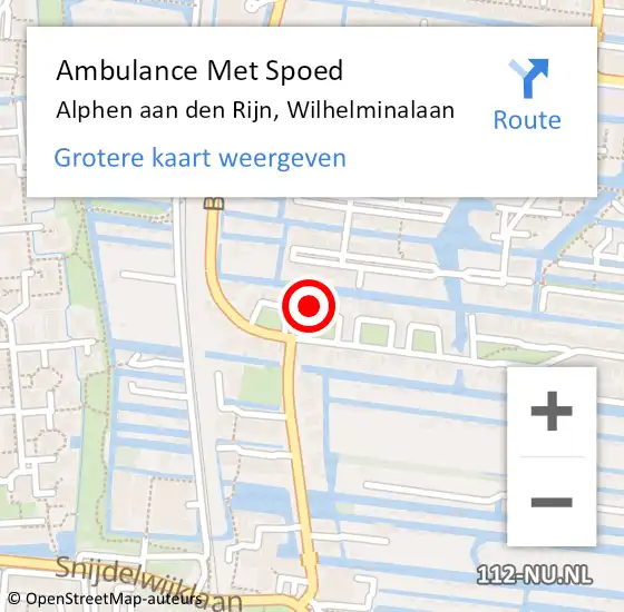 Locatie op kaart van de 112 melding: Ambulance Met Spoed Naar Alphen aan den Rijn, Wilhelminalaan op 28 april 2023 08:27