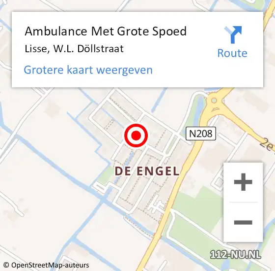 Locatie op kaart van de 112 melding: Ambulance Met Grote Spoed Naar Lisse, W.L. Döllstraat op 28 april 2023 09:34