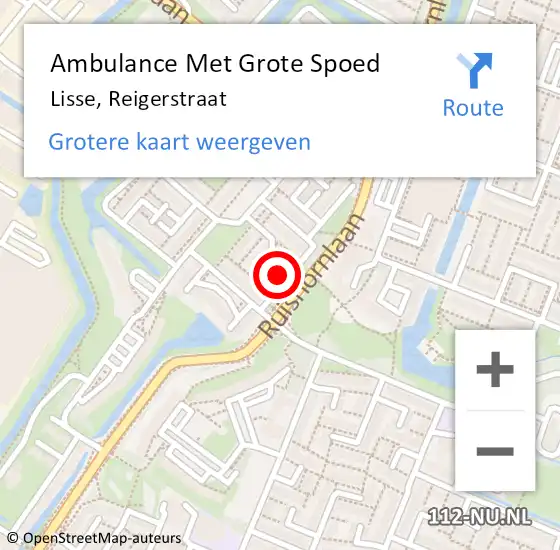 Locatie op kaart van de 112 melding: Ambulance Met Grote Spoed Naar Lisse, Reigerstraat op 28 april 2023 09:47