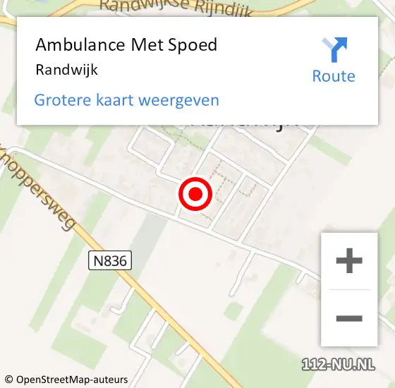 Locatie op kaart van de 112 melding: Ambulance Met Spoed Naar Randwijk op 28 april 2023 10:09
