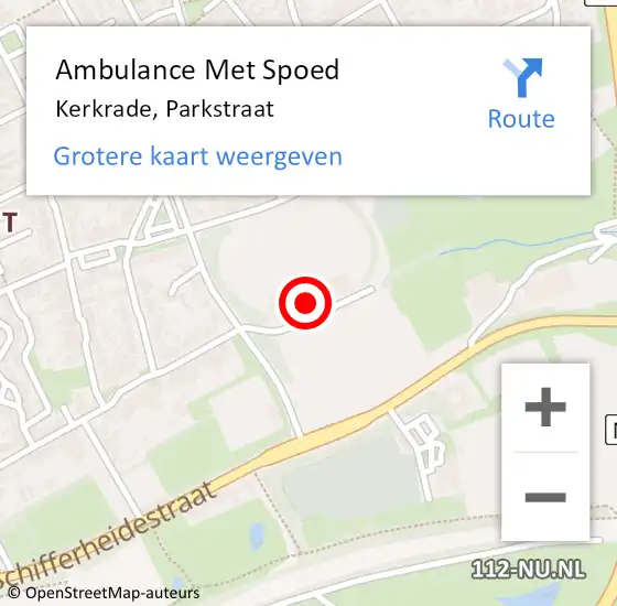 Locatie op kaart van de 112 melding: Ambulance Met Spoed Naar Kerkrade, Parkstraat op 23 augustus 2014 17:13