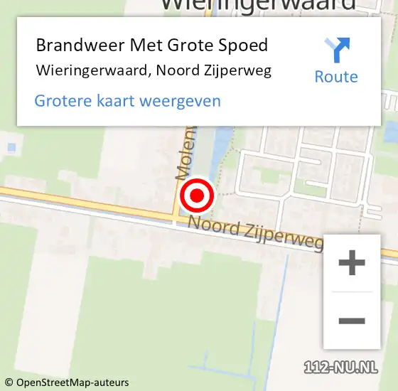 Locatie op kaart van de 112 melding: Brandweer Met Grote Spoed Naar Wieringerwaard, Noord Zijperweg op 28 april 2023 10:32