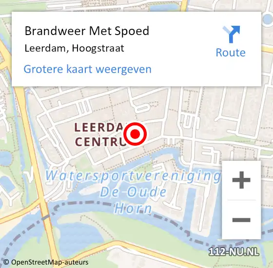 Locatie op kaart van de 112 melding: Brandweer Met Spoed Naar Leerdam, Hoogstraat op 28 april 2023 10:50