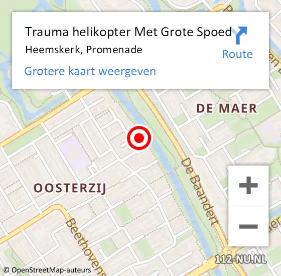 Locatie op kaart van de 112 melding: Trauma helikopter Met Grote Spoed Naar Heemskerk, Promenade op 28 april 2023 10:55