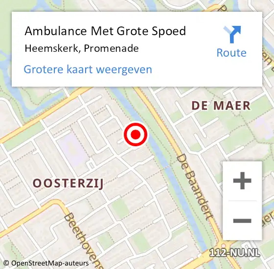 Locatie op kaart van de 112 melding: Ambulance Met Grote Spoed Naar Heemskerk, Promenade op 28 april 2023 10:56